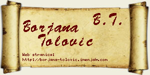 Borjana Tolović vizit kartica